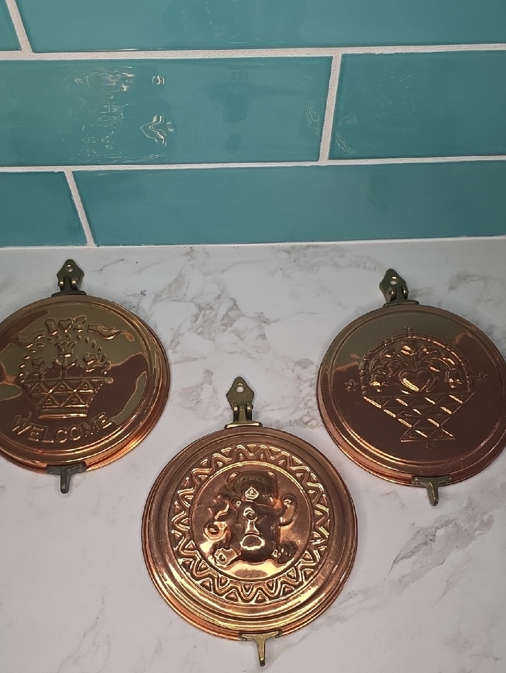 The Cook's Bazaar Lot Of 3 Vintage Copper Decorative Hanging Plate For Keys